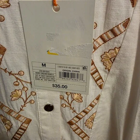 WOMENS BISHOP 3/4 SLEEVE EMBROIDERED BLOUSE- KNOX ROSE CREAM XL - Picture 2 of 6